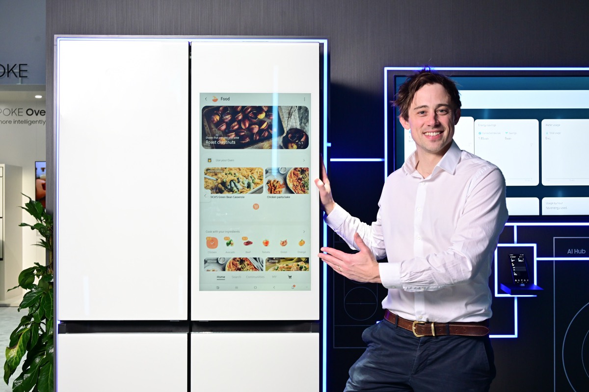Nick with the Samsung Family Hub at CES 2024