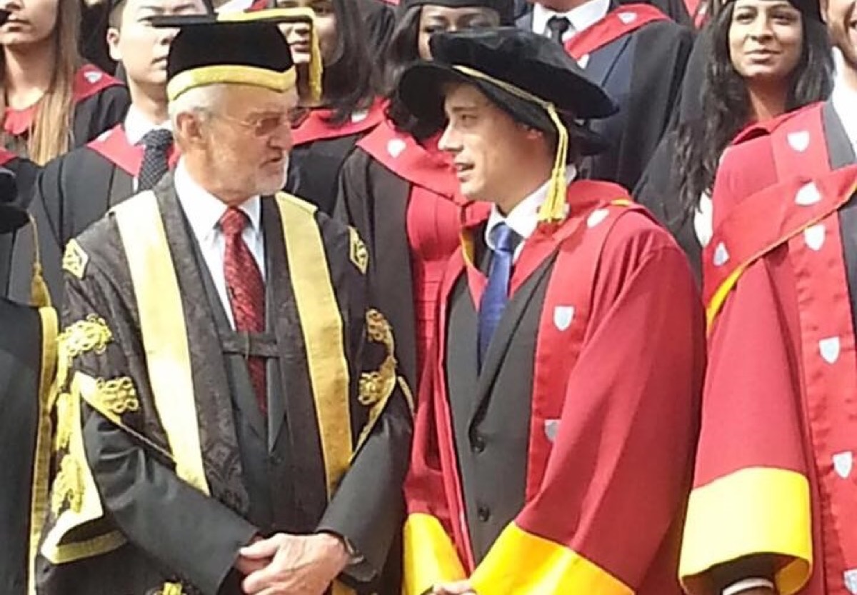 Nick receiving an honorary doctorate at Aston University