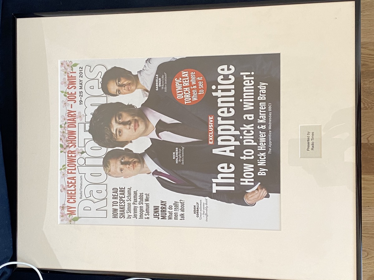 Framed Radio Times cover featuring The Apprentice
