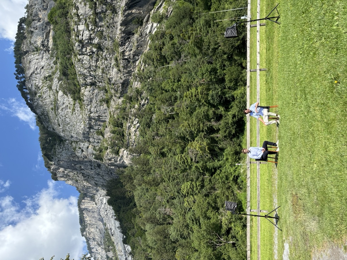 TV interview in the Swiss Alps