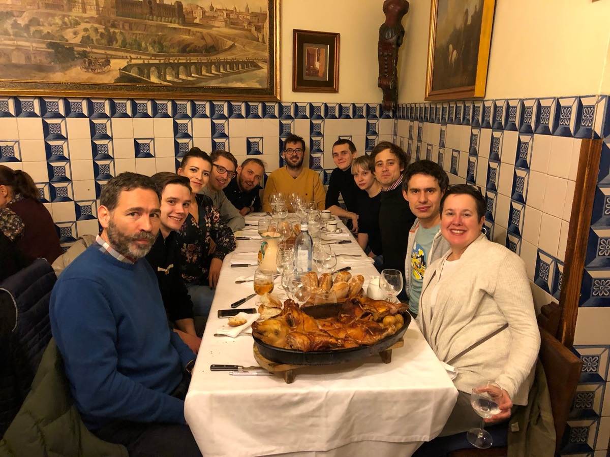 Whisk team dinner at an offsite in Madrid